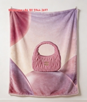 Miu Miu Bright Pink Matelasse Bag on Gradient Background Print Flannel Throw Blanket IMG_0393